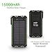 LANIAKEA 15000mAh Fire Starter Solar Charger, Dual USB External Battery Pack with 2 LED Lights Solar Panel Portable Charger Outdoor (Rainproof, Dust-Proof, Shockproof), Green