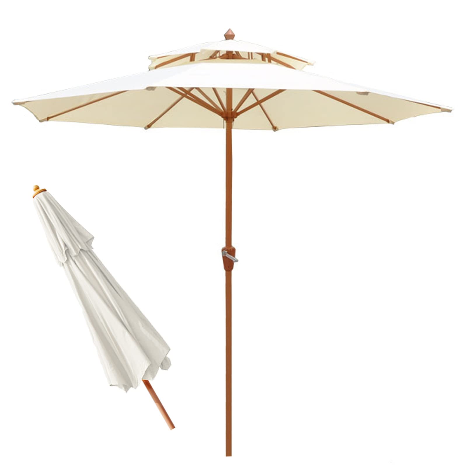 Parasol con manivela para mesa al aire libre y jardín resistente 8