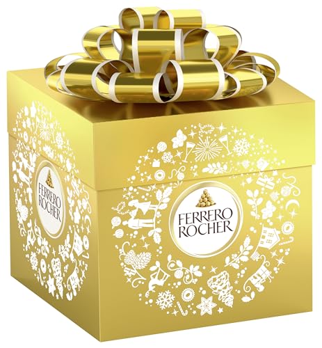 Ferrero Rocher Geschenkbox – Pralinen mit feiner Haselnusscreme & knackigen Haselnusstückchen, umhüllt von zarter Milchschokolade – Geschenk zu Weihnachten – Weihnachtliche Geschenkverpackung – 225 g