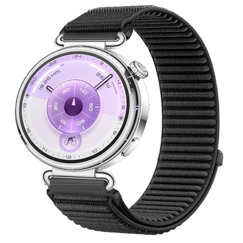 GIOPUEY Armband Kompatibel mit Huawei Watch GT 6 41mm, Nylon Ersatz Outdoor Sport Loop Uhrenarmband Geflochtenes Armband Strap Band - Black