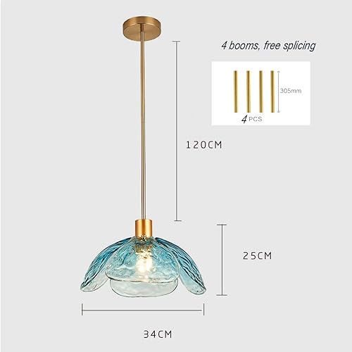 Miniatura 7 de Lámpara colgante con pantalla de vidrio con forma de flor retro, lámpara colgante de techo pequeña para dormitorio, isla de cocina, comedor, sobre