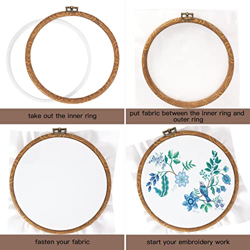 Caydo 4 Pieces 6.9 Inch Embroidery Hoops Round Cross Stitch Hoop Imitated Wood Display Frame For Diy Hanging Ornaments, Art Craft Sewing #TOP3