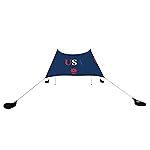 Neso Grande Portable Beach Tent Sun Shelter - Lightweight Beach Shade Canopy - Easy Setup for Family Outings - Patented Reinforced Corners - UPF 50+ Sun Protection - 7ft Tall, 9 x 9ft - Red/White/Blue