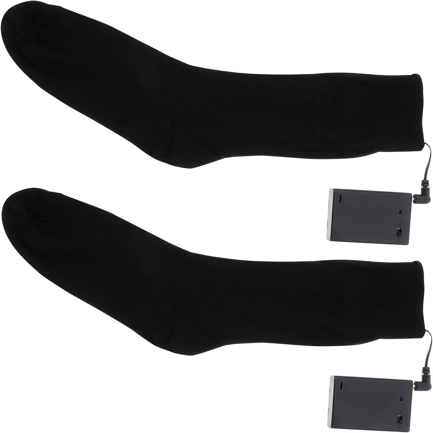 Battery Heated Cotton Winter Foot Warmers 4.5v Black Stretchy Socks | Thermal Protection, Battery Pouch Attached, Comfortable Fit, No Battery Included