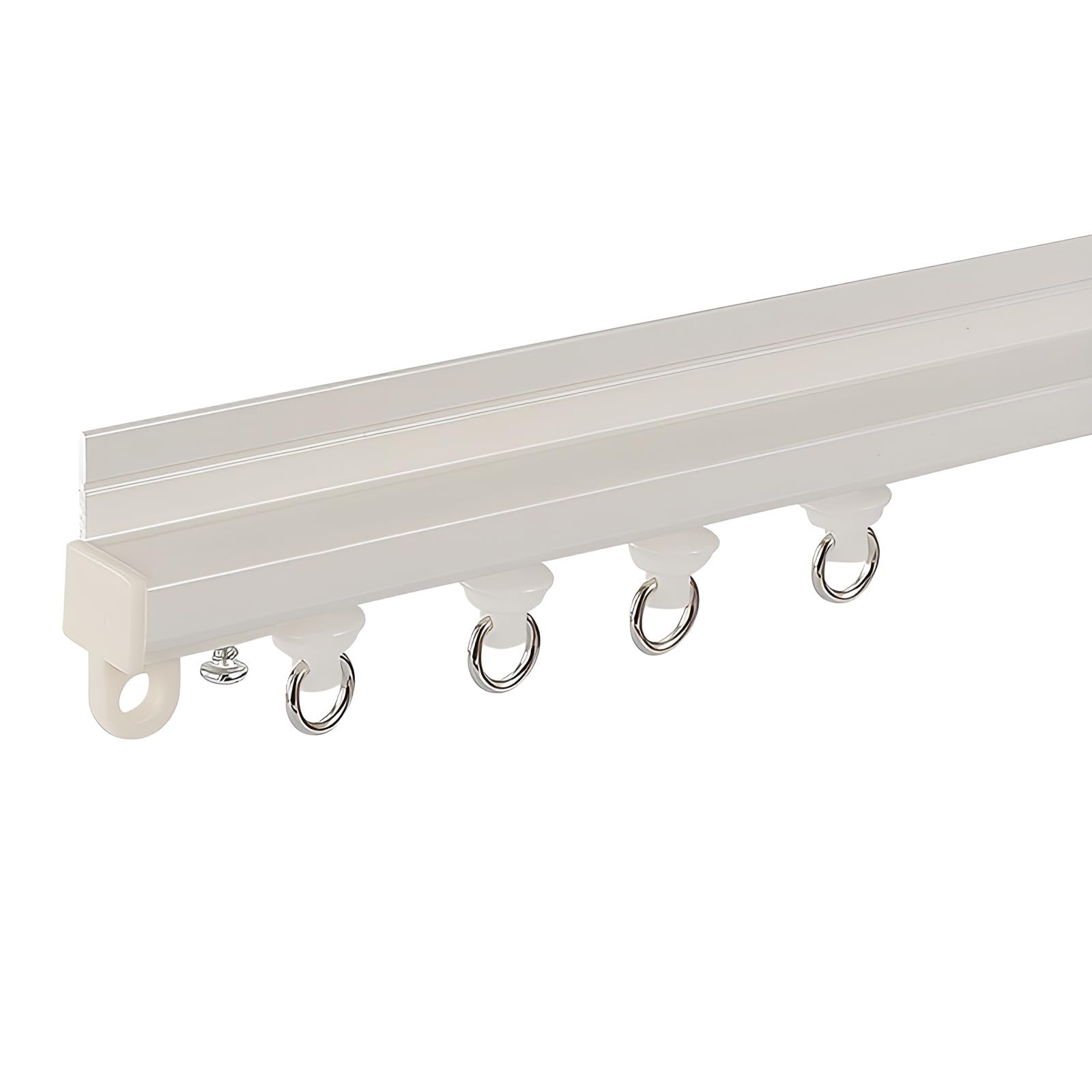 Self Adhesive Curtain Track, Ceiling And Wall Mounted Curtains Rail, No Drill Adhesive Curtain Rod For Living Room, Bedroom, Kitchen And More(White-wall,95cm)