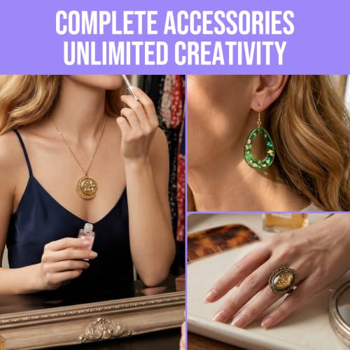 Image of FUHITIM UV Resin Jewelry Making Kit, UV Resin Kit with Light and Molds 400g | Crystal Clear UV Resin,DIY Jewelry Making Kit, Resina Starter Kits for Keychain Earring Necklace Rings and More