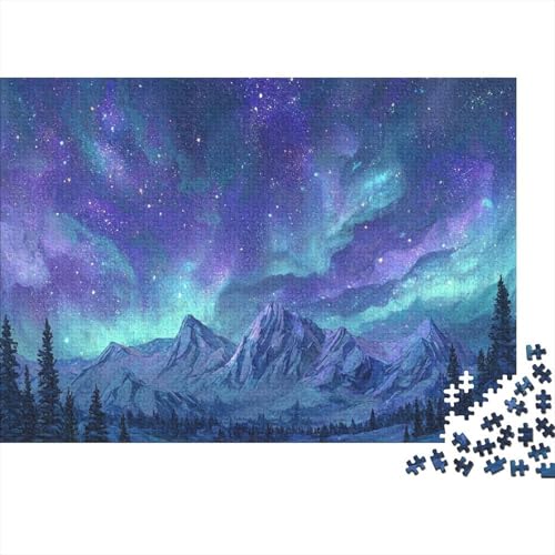 Puzzle de adultos de montaña y auroras de 1000 piezas, el regalo familiar ideal
