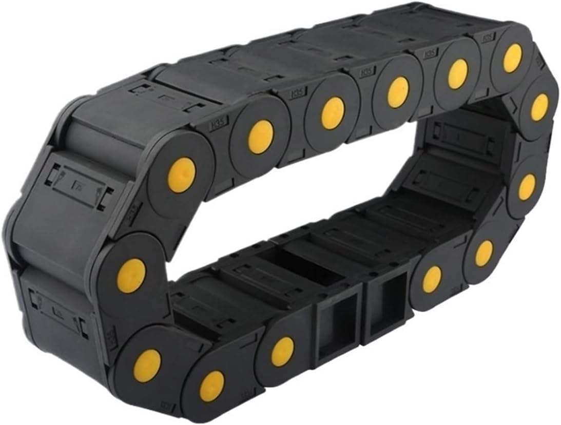 1pc Cable Chains R55~R125 20x25 20x38 20x50 20x57 Non-Opening/Enclosd Plastic Towline 1m Length Yellow dot Enhancement for CNC(125mm,20x38 mm)
