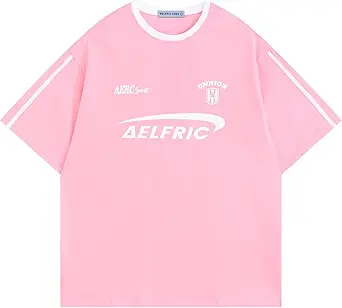 Aelfric Eden Graphic Tees Y2k Women Oversized T Shirts Striped Patchwork Crewneck Unisex Streetwear Tops