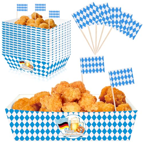 Oktoberfest Geschirr Set mit 20 Oktobefest Papiertabletts + 100 Bayern...