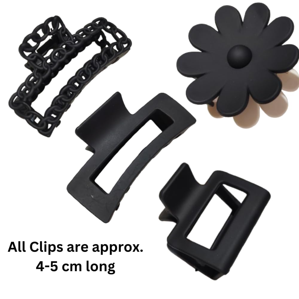 TrendyTrolley 4 Pc Large Hair Claw Clips Combo Set | Non-Slip Matte Finish Hair Clutcher & Ponytail Holder Clips for Women & Girls | Durable Strong Grip Hair Accessories (HC-C2) 2
