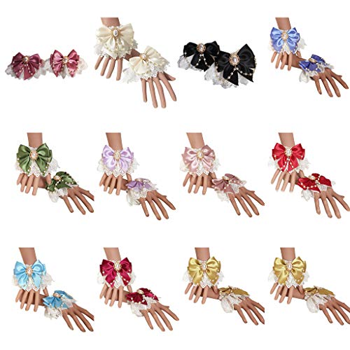 Floral Lace Bowknot Pearl Chain Wristband - Female Teen Bracelet - White2