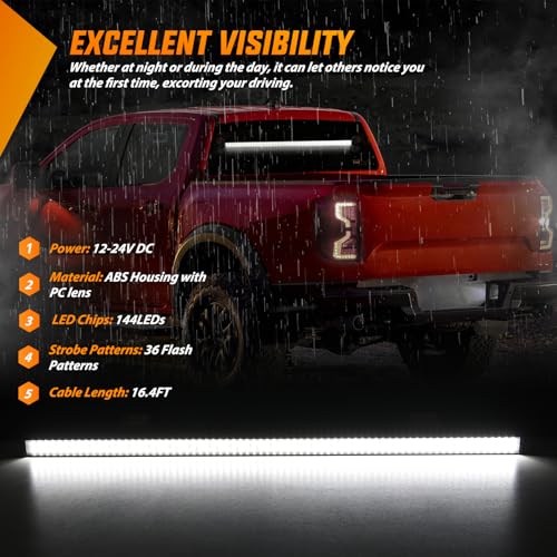 Image of Nilight 144LED Traffic Advisor Strobe Light Bar with Controller White