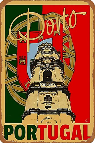ABLERTRADE Cartel retro de metal de la placa de la pared del cartel de Oporto Portugal Europa Vintage Viaje Casa Decoración de la pared Arte Impresión Cafe Bar Pub Cocina Decoración 30X40cm Cover