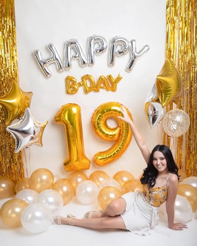 Image of Gold Number 18 Balloon 40 inch, 18 Number Balloons, 18th Gold Birthday Decorations, 18 Year Old Golden Party Supplies