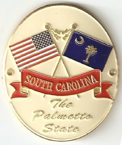 South Carolina & United States of America Flags - Hiking Stick Medallion - The Palmetto State