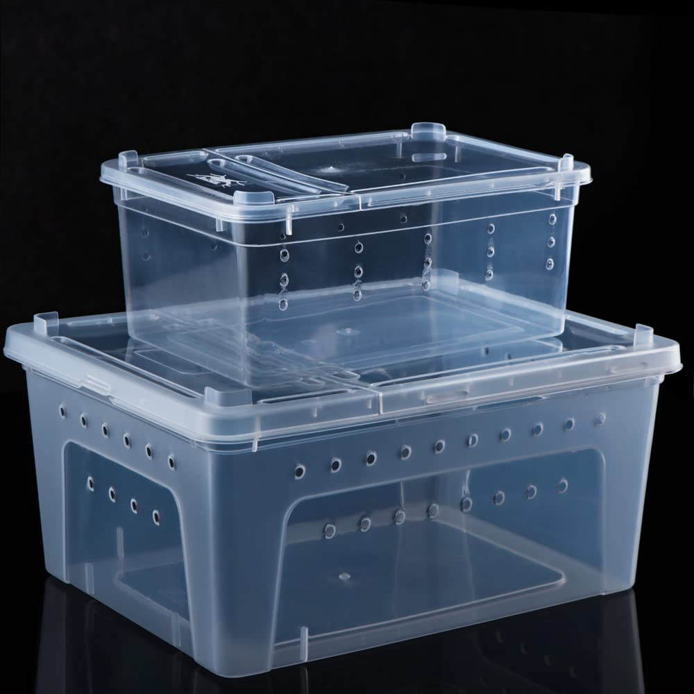 Boîte d'élevage pour reptiles et bernard-l'hermite : terrarium portable S et L pas cher