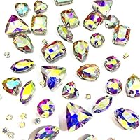 Yixinly 236 stuks strass-steentjes om op te naaien, 7 vormen van strasssteentjes, roestvrij staal, klauwzetting glas, naaien, edelstenen, voor doe-het-zelf knutselkleding, kleding, schoenen, tassen