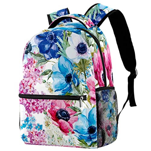 Sac à dos de voyage fleurs pour fille et garçon avec porte-bouteille