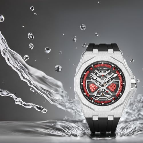 Image of Giordano Automatic Unique Watch for Men with Stainless Steel Case, Silicone Strap, Luxury Design & Water Resistant