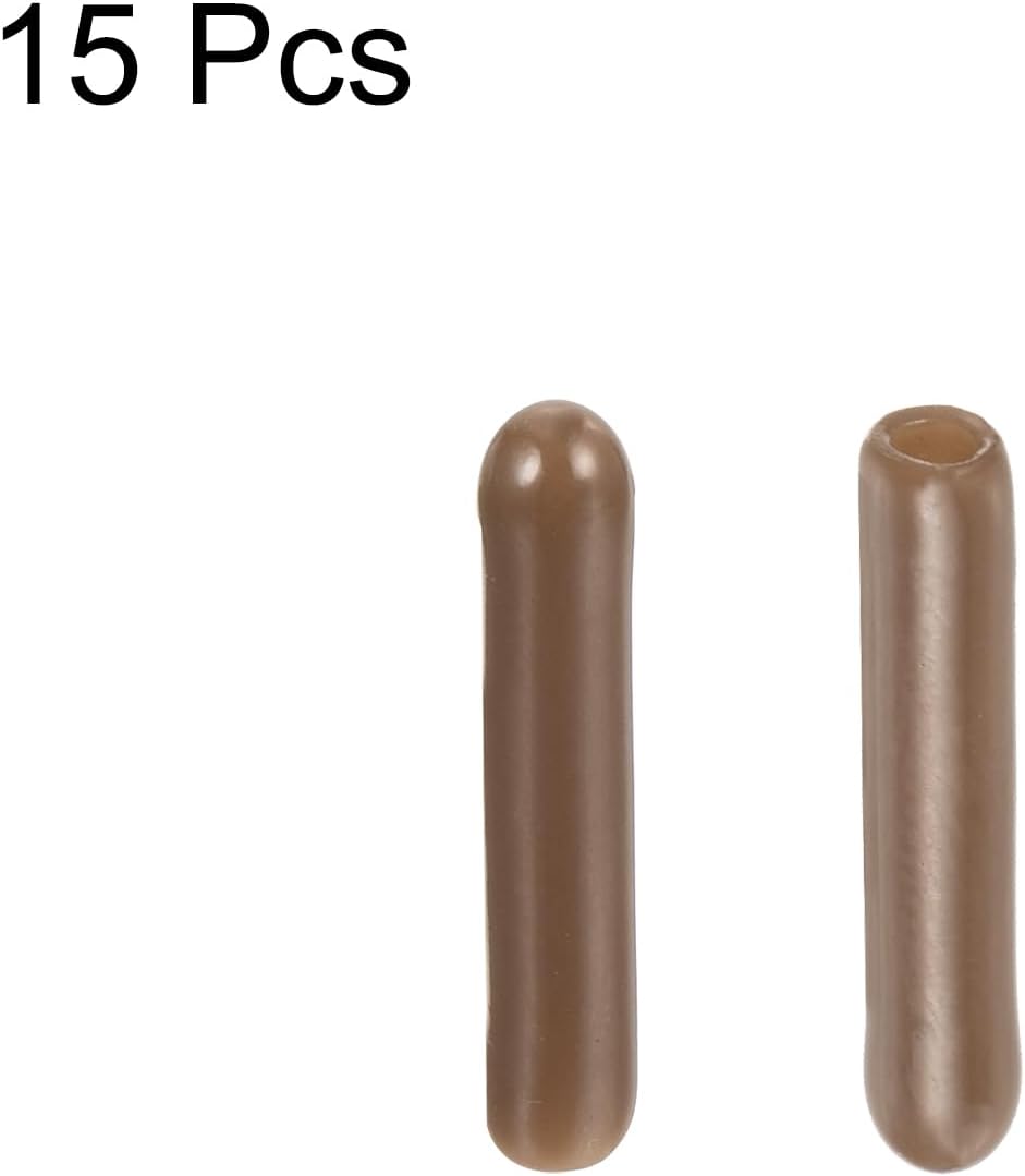 uxcell 15pcs Rubber End Caps 1.5mm(1/16") ID Vinyl Round End Cap Cover Screw Thread Protectors Brown