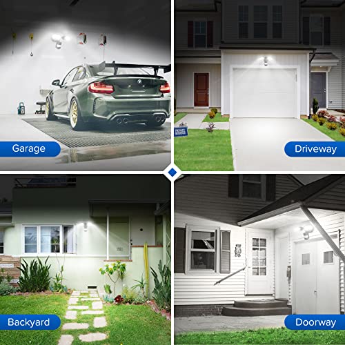 sansi eco series 18w 1800lm led motion sensor outdoor lights energy saving security light 200w equiv 5000k dusk to dawn flood light 50000 hours lifespan ip65 waterproof for yard doorway black