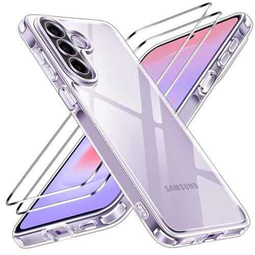 ivoler Nie Vergilbung Klar Hülle für Samsung Galaxy A37 5G mit Stoßfest Schutzecken 1 Handyhülle mit 2 Stück Panzer Schutz Glas [Militärischer Schutz] Transparent Schutzhülle Dünn Durchsichtige Case