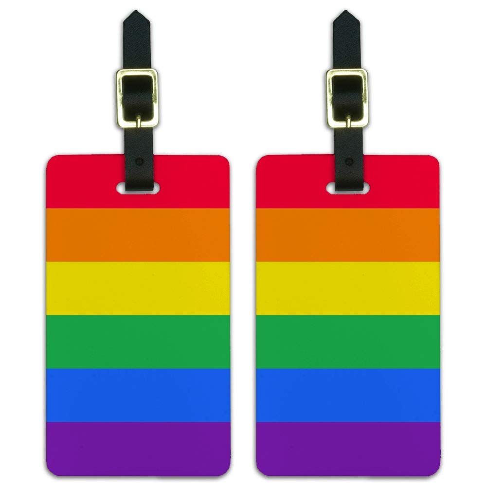 Rainbow Pride Gay Lesbian Contemporary Luggage ID Tags Carry-On Cards - Set of 2