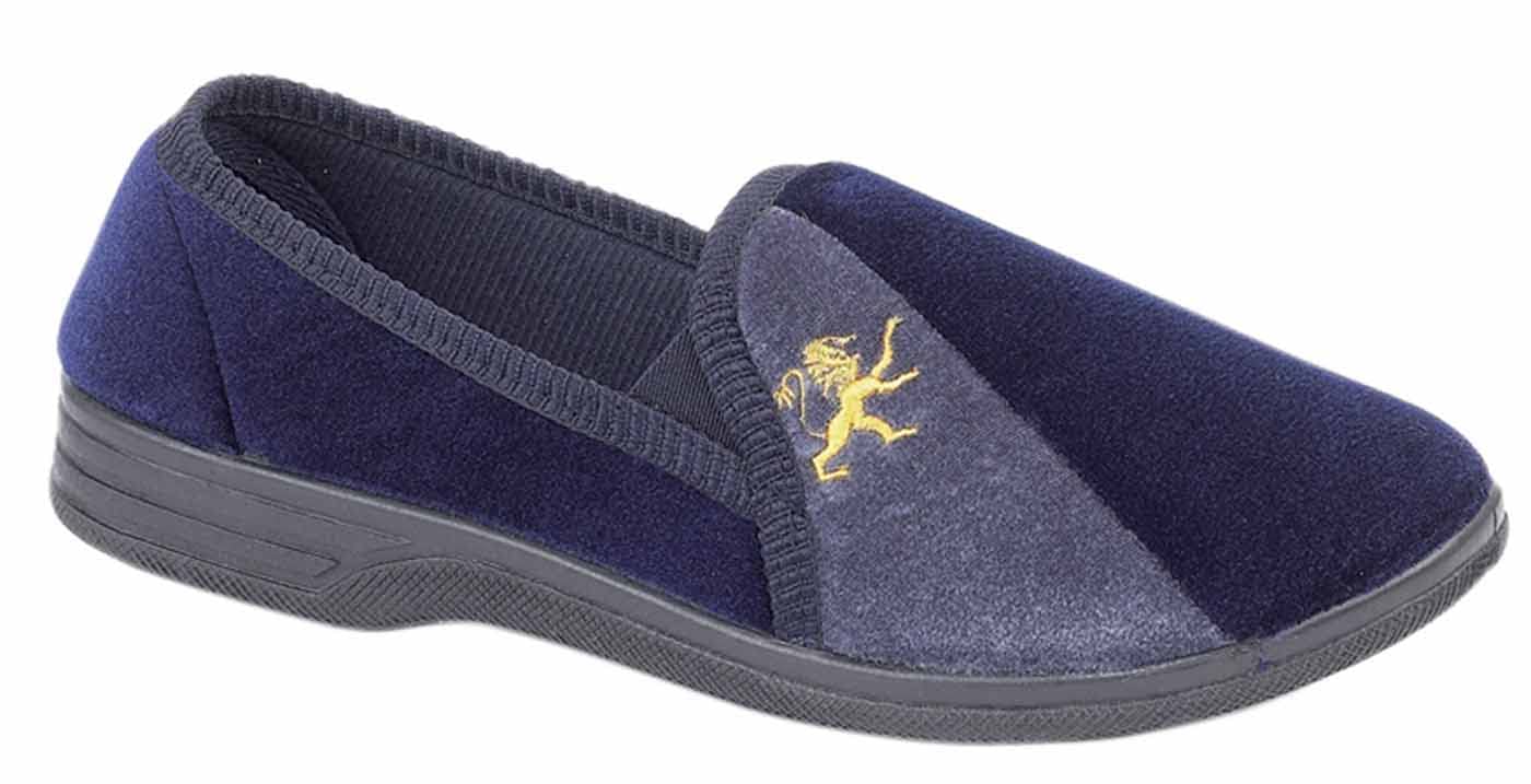 Zedzzz Mens Aaron Twin Gusset Slip-On Slippers 13 UK Navy
