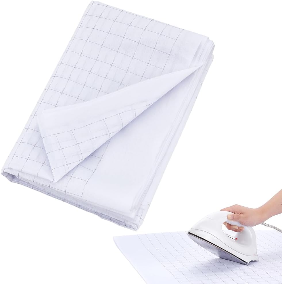 BENECREAT 5.5 Yards x 47.2 Inch Fusible Interfacing with Grid Nonwoven Layout Iron On, White Polypropylene Lightweight Interfacing for Sewing and DIY Crafts Supplies