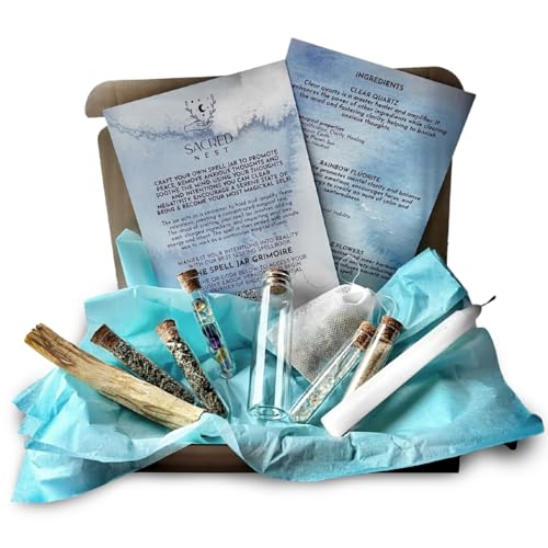 Witchcraft Peace & Anti-Anxiety Spell Jar Kit | Complete DIY Set with Glass Jar, Spell Candle, Crystals, and Herbs for Wiccan, Pagan, and Witchcraft Rituals | Ideal Witchy Gift & Witch Starter Kit