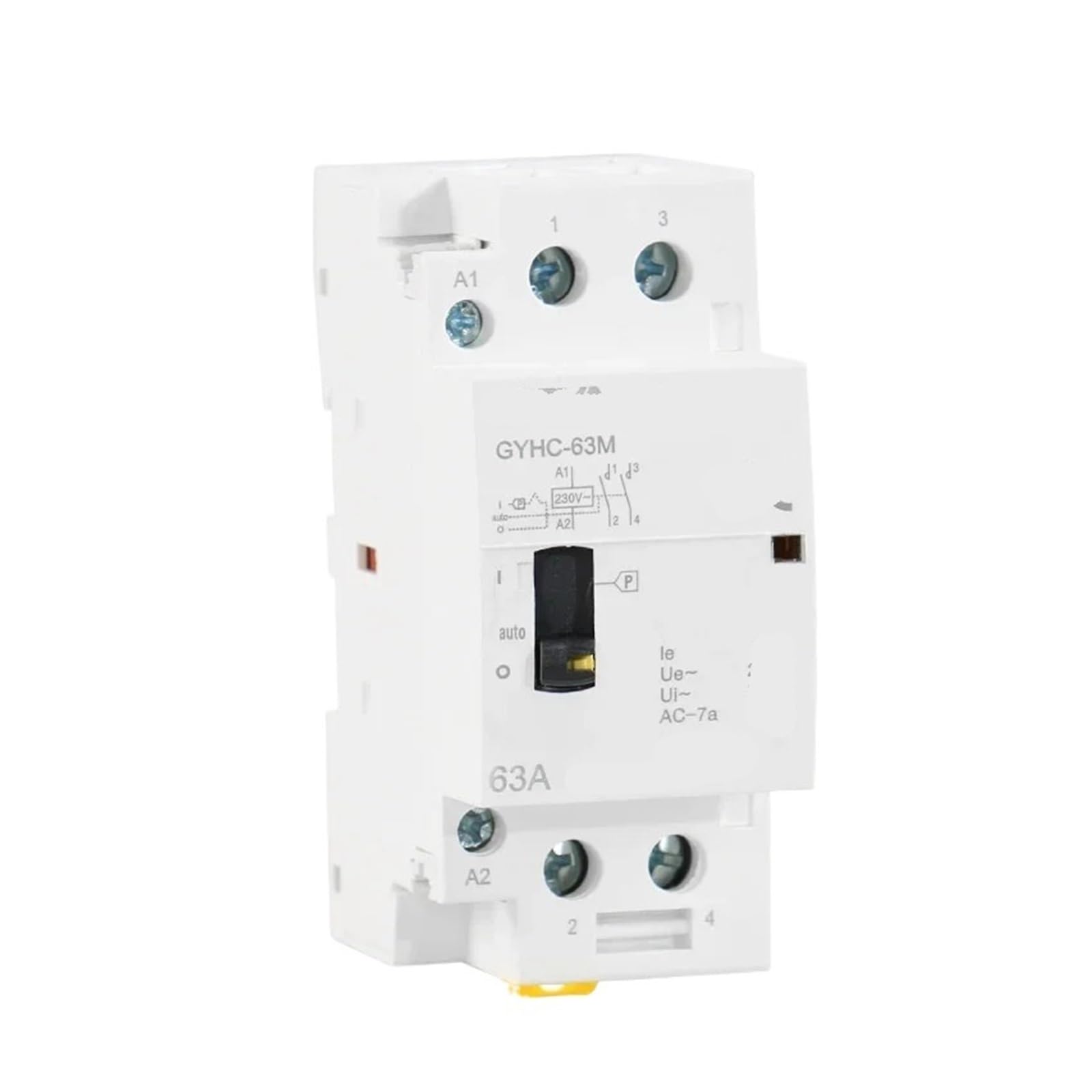 RCGKNNMUZ Manual Home Modular 2P 63A 2NO or 2NC DIN Rail AC Contactor AC220V 230V Manual Control(2P 63A 2NC 220V)
