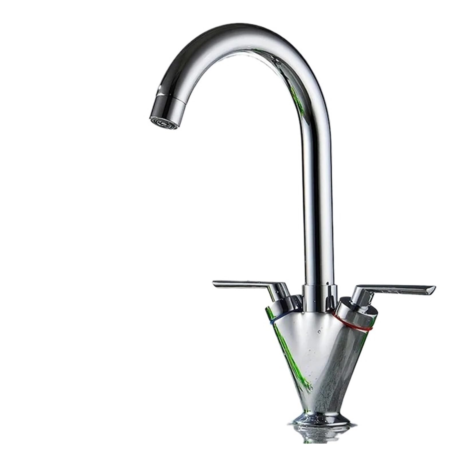 Grifo de cocina bimando YT-6041 C Evita goteos con latón duradero y rotación redonda suave