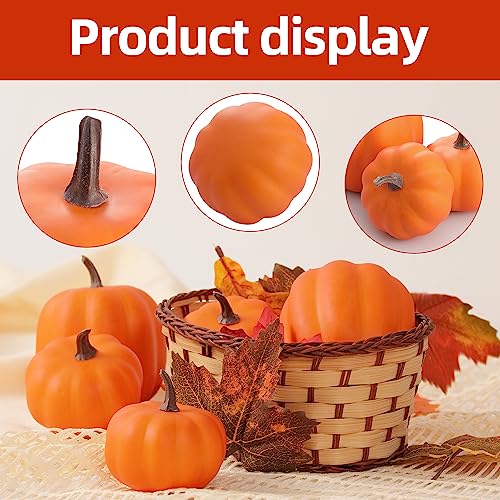 Artgar Orange Artificial Pumpkins, Harvest Decor Foam Pumpkin 8 PCS Set for Halloween Thanksgiving Fall Decorations, Realistic Faux Pumpkins for Festive Home Decor3