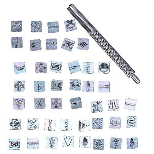 La mejor comparación de Troqueles de golpe para comprar hoy. 41 42Pcs Sellos Set Zinc Diferentes Símbolos Modelo Accesorios de artesanía de cuero con herramienta de mango herramientas para cuero