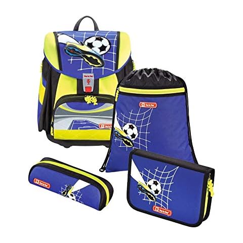 Step by Step Schulranzen-Set Touch 2 DIN „Soccer Team“ 4-teilig, blau-gelb, ergonomischer Tornister mit Reflektoren, höhenverstellbar für Jungen 1. Klasse, 21L Cover