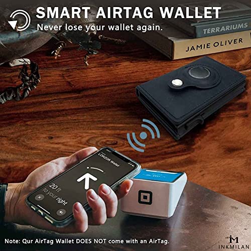 Image of INKMILAN Men's Slim Airtag Pop-Up Wallet Version 2 Credit Card Holder, RFID Blocking Anti-Loss Money Purse Ideal Gift for Men (No AirTag Included) (Blue)