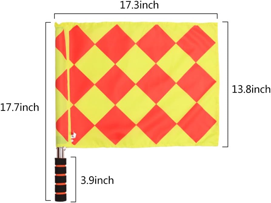 Haploon Soccer Ref Flags Football Rugby Linesman 2pcs Checkered Referee Flags Metal Pole Foam Handle with Carring Bag pack of 2 - Image 2