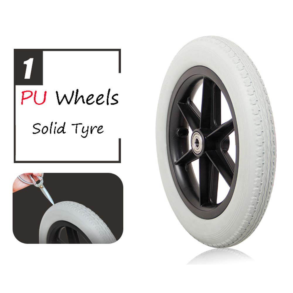 LekLai Ruedas de Pu de Repuesto para Sillas de Ruedas Manuales, 12 Pulgadas, Neumáticoizo, Rueda Trasera para Silla de Ruedas, con Rodamiento de Acero, 1 Par (2 Piezas)/Black/19Cm/8In(Thick)