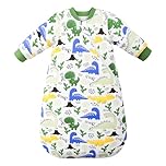 MIKAFEN Baby Sleeping Bag Winter 3.5 tog with removable sleeves, cotton sleeping bag with arms,Dinosaurs 78-90cm/14-24 Monate