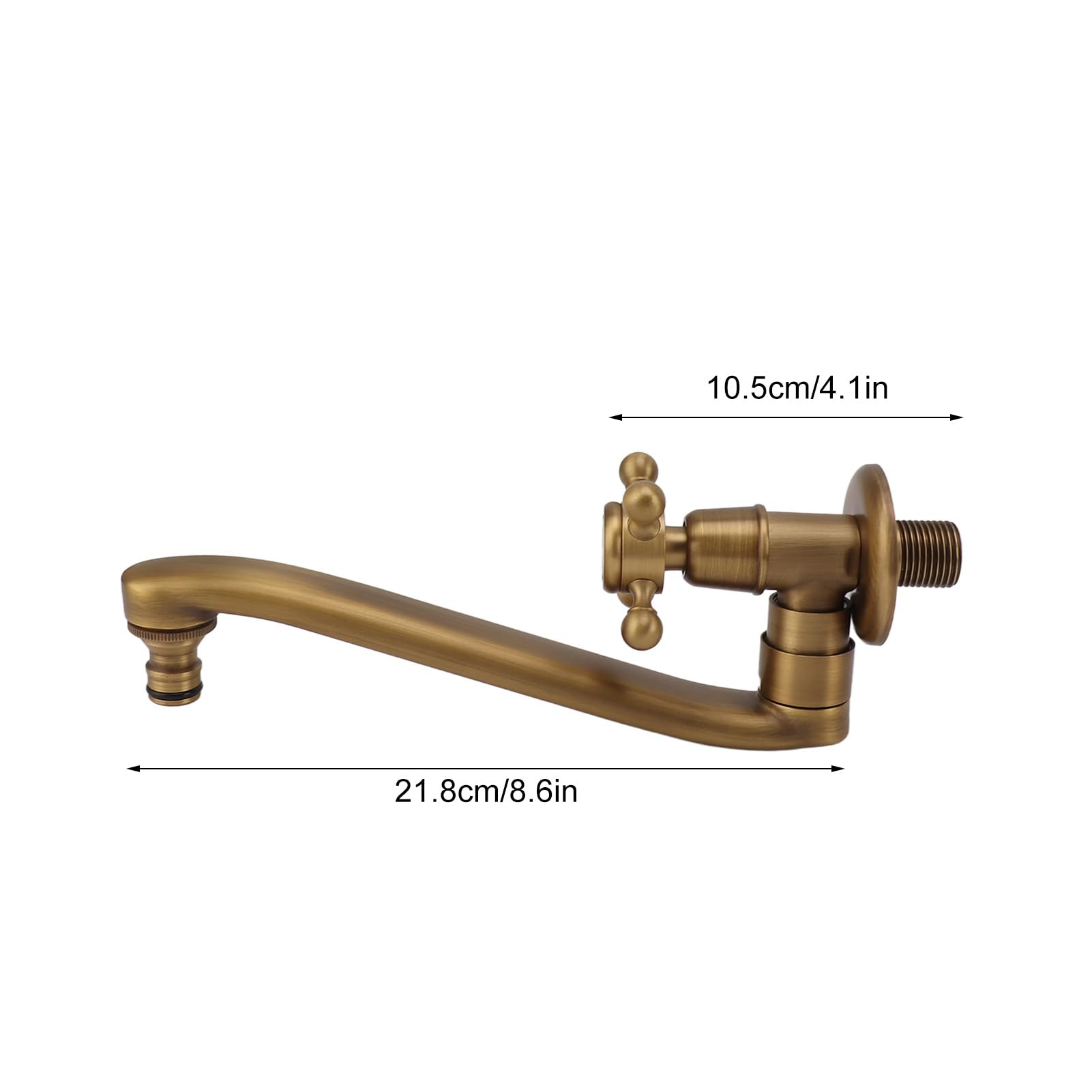 Robinet de Jardin Antique avec Bec étendu, Robinet eau Mural Laiton Antigel | Robinet de Cuisine à Robinet Froid, Robinet de Lavabo de Salle de Bains pour Douche Extérieure 21,8 cm, Langue Acérée
