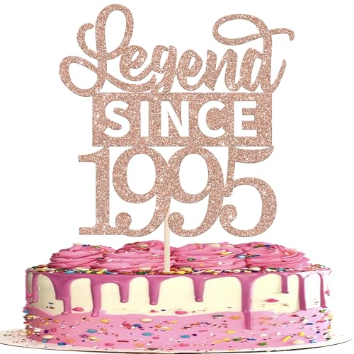 SYKYCTCY 1 Pack Legend Since 1995 Cake Topper Glitter Happy 31th Birthday Cake Pick 31 Fabulous Cake Decorations for Cheers to 31th Birthday Wedding Anniversary Party Supplies