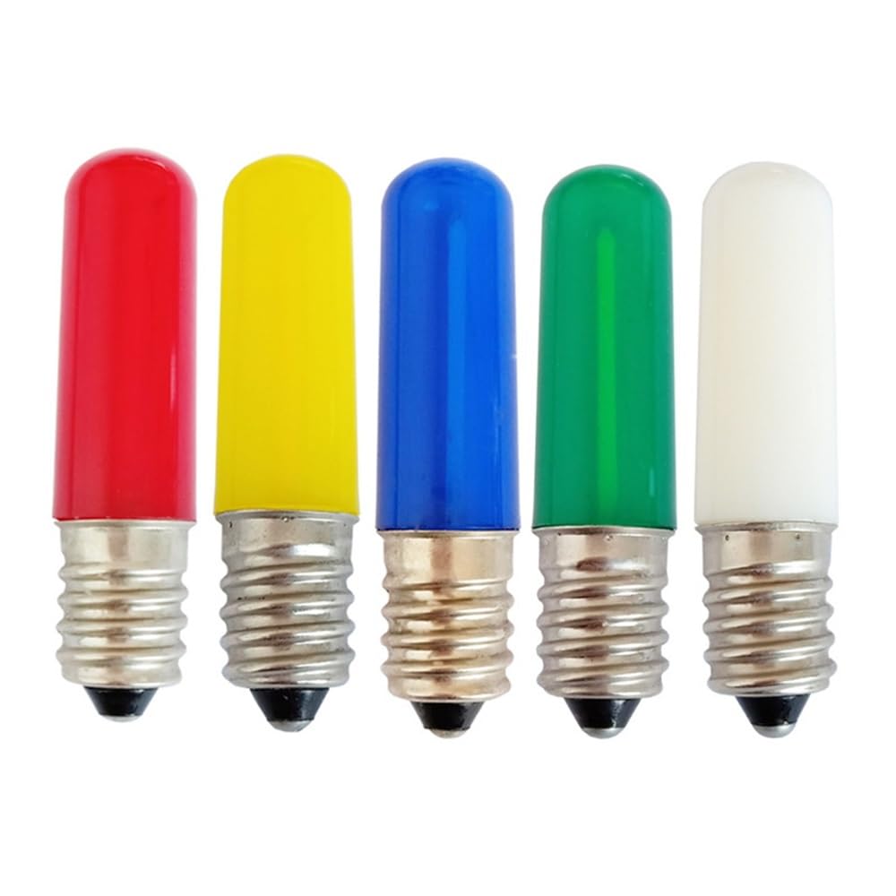 fengyan Casa Bombillas, 50 unids/Lote T15L Bombilla de Color E14 1,5 W Rojo Amarillo Azul Verde Blanco cálido decoración de luz Blanca Familiar Lámpara(Azul,0.7W E14 220V)