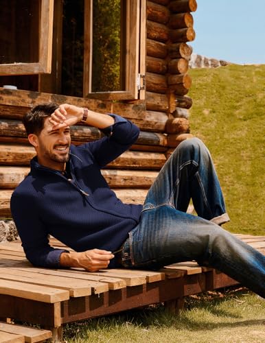 PJ PAUL JONES Mens Cardigan Sweater Full Zip Up Stand Collar Cardigans Fall Casual Knit Sweaters4