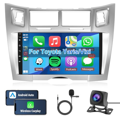 Hodozzy Android Autoradio für Toyota Yaris/Vizi 2005-2011 Carplay Wireless