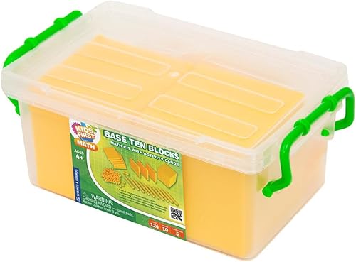 Kids First: Base Ten Blocks | Kit de matemáticas de 121 piezas con tarjetas de actividad | Comprende los diez conceptos básicos, sistema decimal,