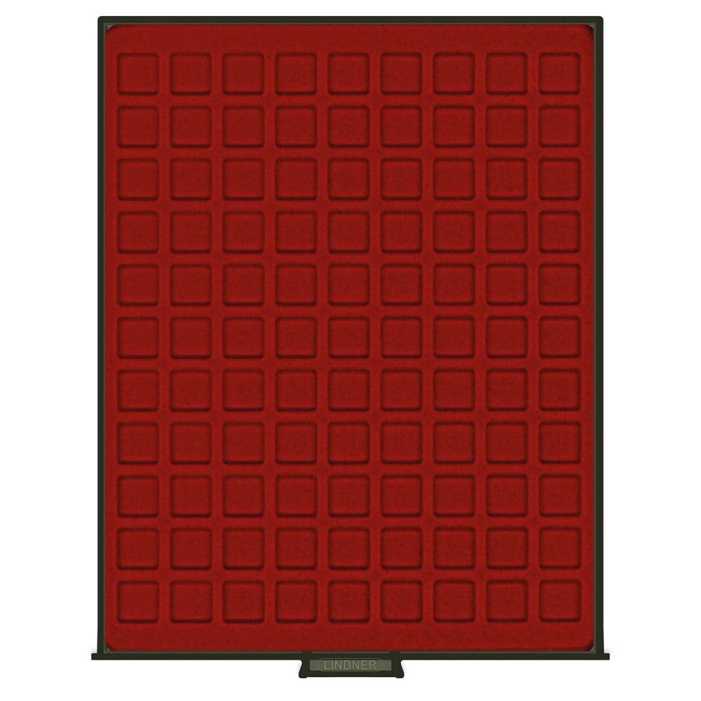 LINDNER Das Original Bandeja para Monedas RAUCHGLAS (Vidrio Ahumado) con 99 casilleros Cuadrados para Monedas/cápsulas para Monedas de hasta 19 mm de diámetro