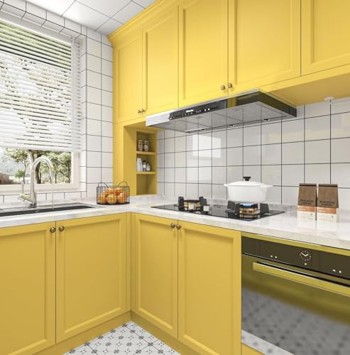 Image of ONETON Yellow Matte Self Adhesive Wallpaper Peel and Stick Wallpaper for Living Room Bedroom Table (YELO MATT WP, 12X50 inch)