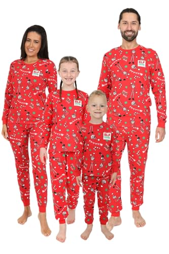 Elves Behavin Badly Elf Squad Matching Family Christmas Cotton Pyjamas Boys Girls Mens Womens Kids Xmas pjs (12-14) Red