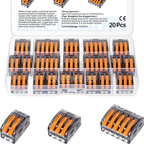 Conectores de alambre de palanca de 2, 3 y 5 vías para cables flexibles y trenzados 20-10AWG